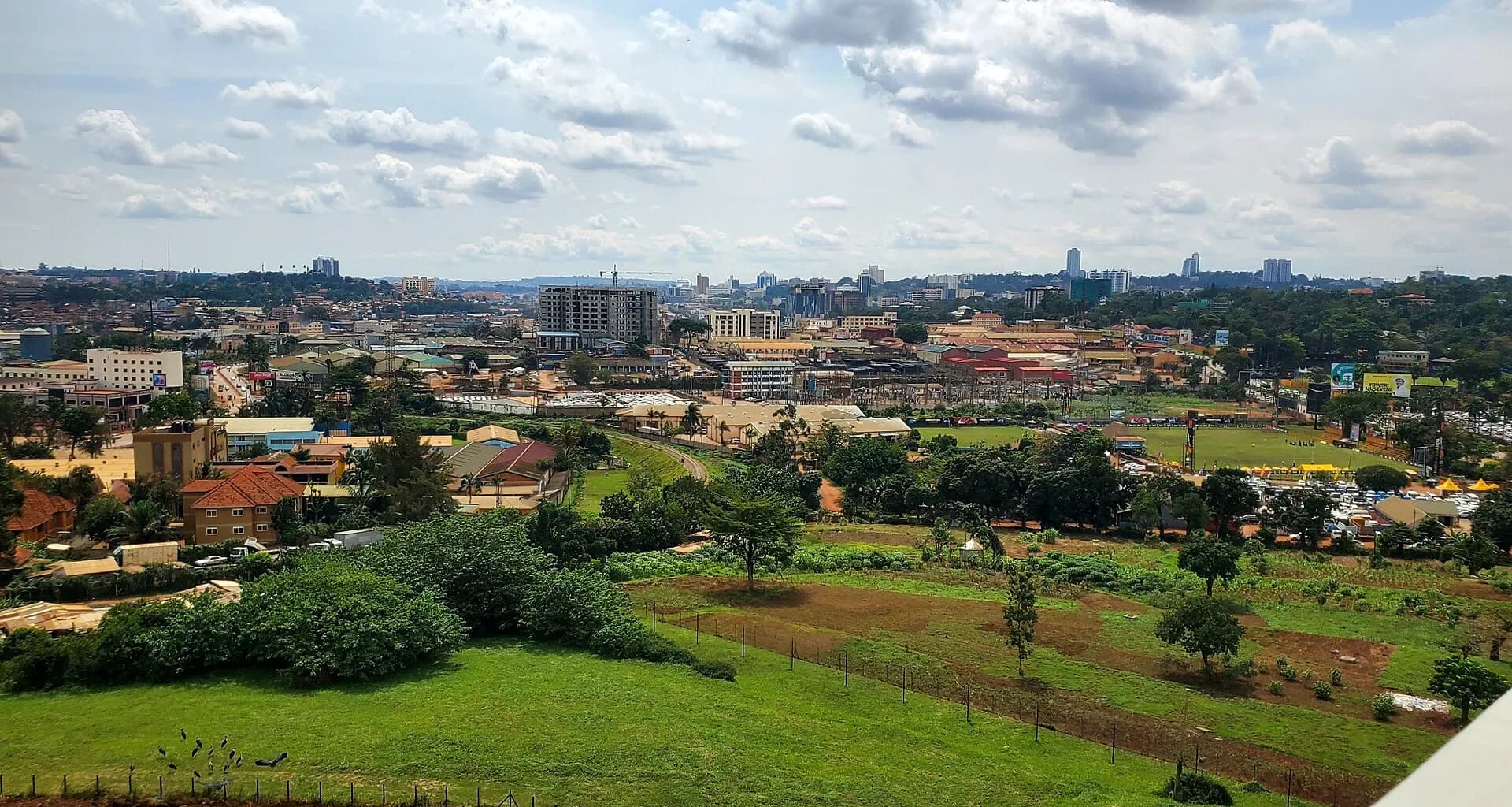 View over Kampala city and its surrounding hills